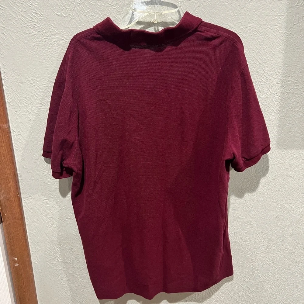 Ralph Lauren Men's Deep Red Polo Shirt Green Pony EUC Size L Custom Slim Fit